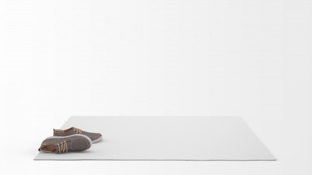 Realistic White Carpet With A Pair Of Shoes Psd
