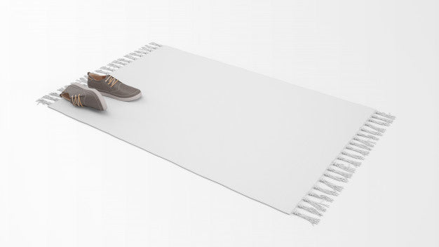 Realistic White Carpet With A Pair Of Shoes Psd