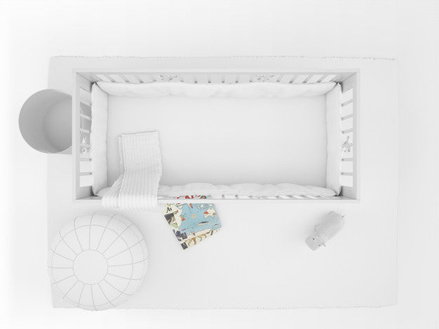 Realistic White Cradle With Decor Elements Isolated On White On Top View Psd