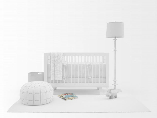 Realistic White Cradle With Decor Elements Isolated On White Psd