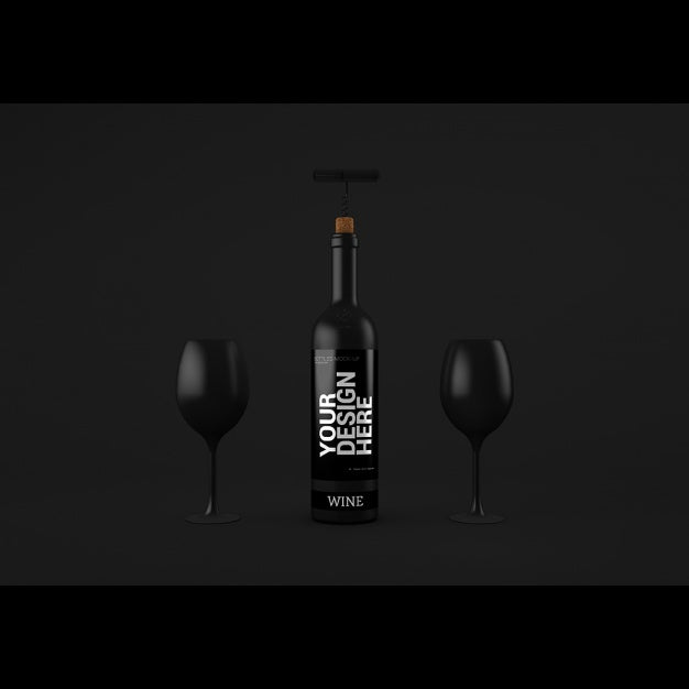 Realistic Wine Bottle Presentation Psd