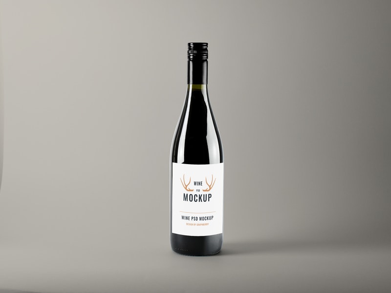 Realistic Wine Bottle Psd Mockup