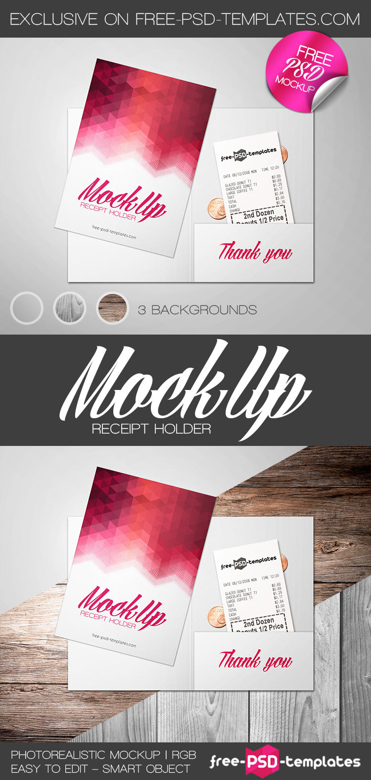 Receipt Holder Mock-Up In Psd
