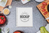 Recipe Book Mock-Up Surrounded By Veggies Psd