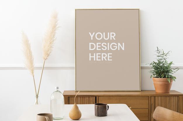 Rectangle Gold Nice Photo Frame Mockup Psd