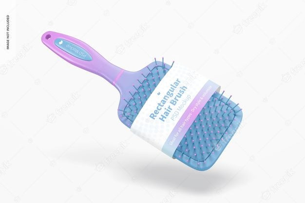 Rectangular Hair Brush Mockup, Floating Psd