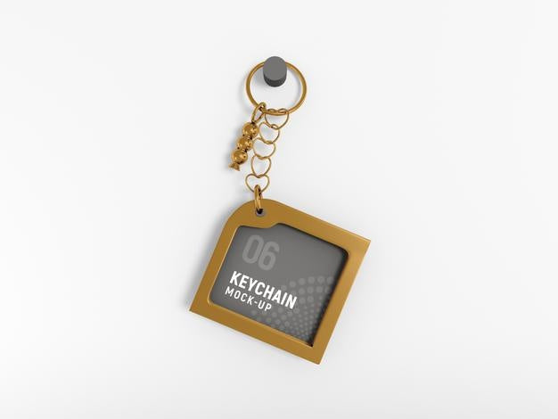 Rectangular Metal Keychain Mockup Psd