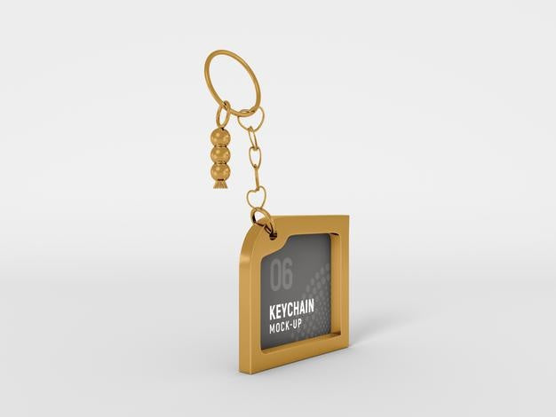 Rectangular Metal Keychain Mockup Psd