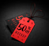 Red And Black Price Tags With Thread Black Friday Sales Mock-Up Psd