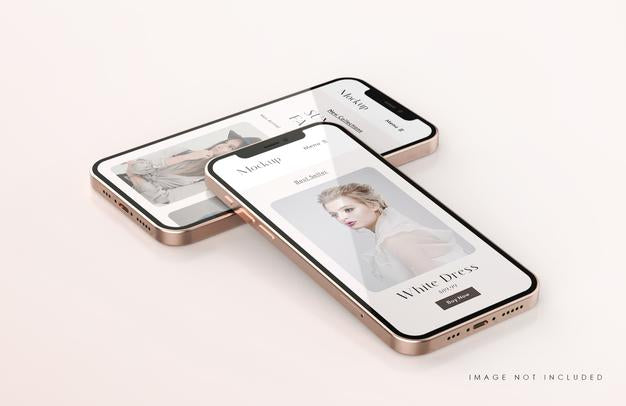 Red And Gold Phone Screen Mockup With Mobile App Presentation Template Psd