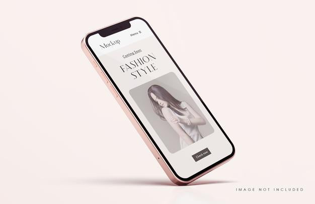 Red And Gold Phone Screen Mockup With Mobile App Presentation Template Psd