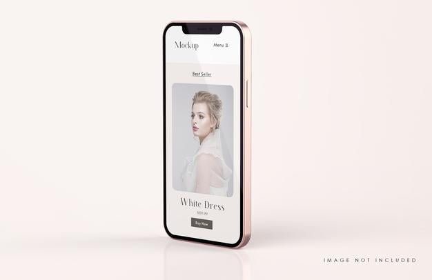 Red And Gold Phone Screen Mockup With Mobile App Presentation Template Psd