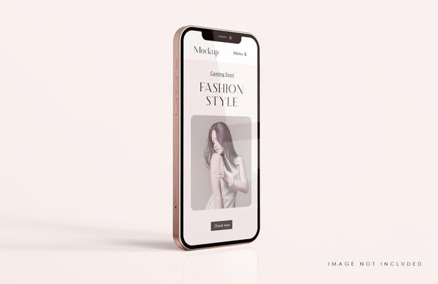 Red And Gold Phone Screen Mockup With Mobile App Presentation Template Psd