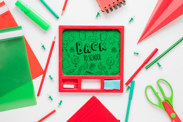 Red And Green Supplies For Back To School Psd