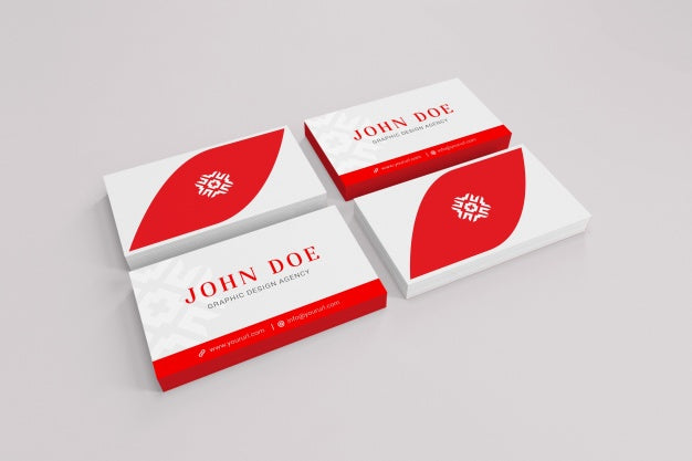 Red And White Business Card Mock Up Psd
