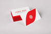 Red And White Business Card Pile Mock Up Psd