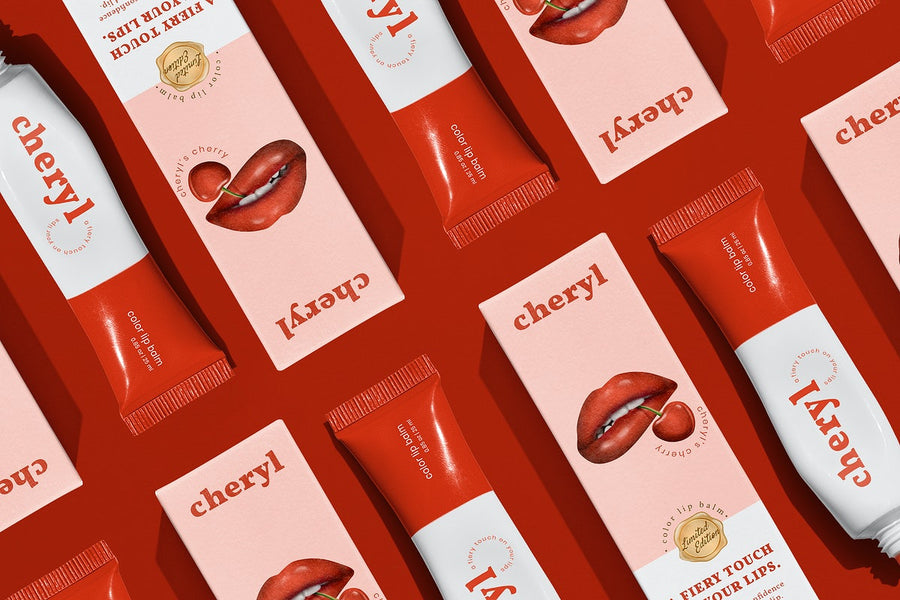 Red Lipstick Tube Mockup Psd Cosmetic Packaging Laid Out In Flat Lay