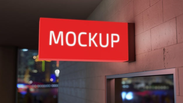 Red Night Business Sign Psd