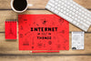 Red Paper Mockup With Internet Of Things Concept Psd