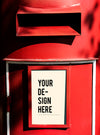 Red Postbox With A White Sign Mockup Psd