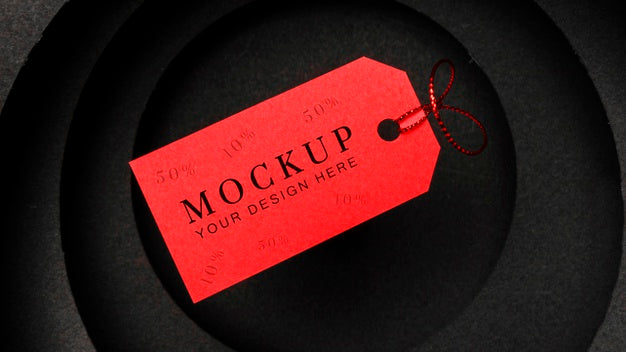 Red Price Tag Black Friday Sales Mock-Up Psd