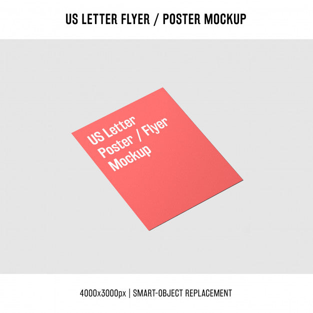Red Us Letter Flyer Or Poster Mockup Psd