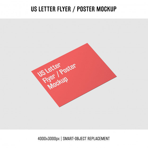 Red Us Letter Flyer Or Poster Mockup Psd