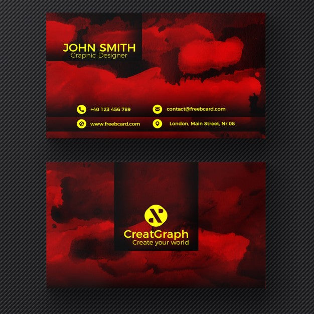 Red Watercolor Business Card Psd