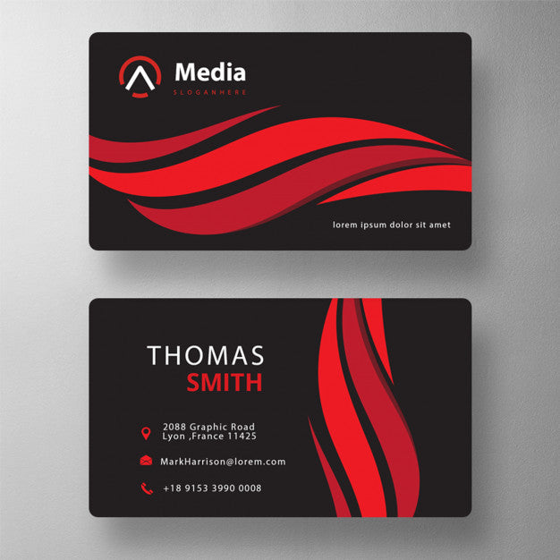 Red Wavy Professional Psd Visit Card Psd