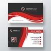 Red Wavy Psd Business Card Template Psd