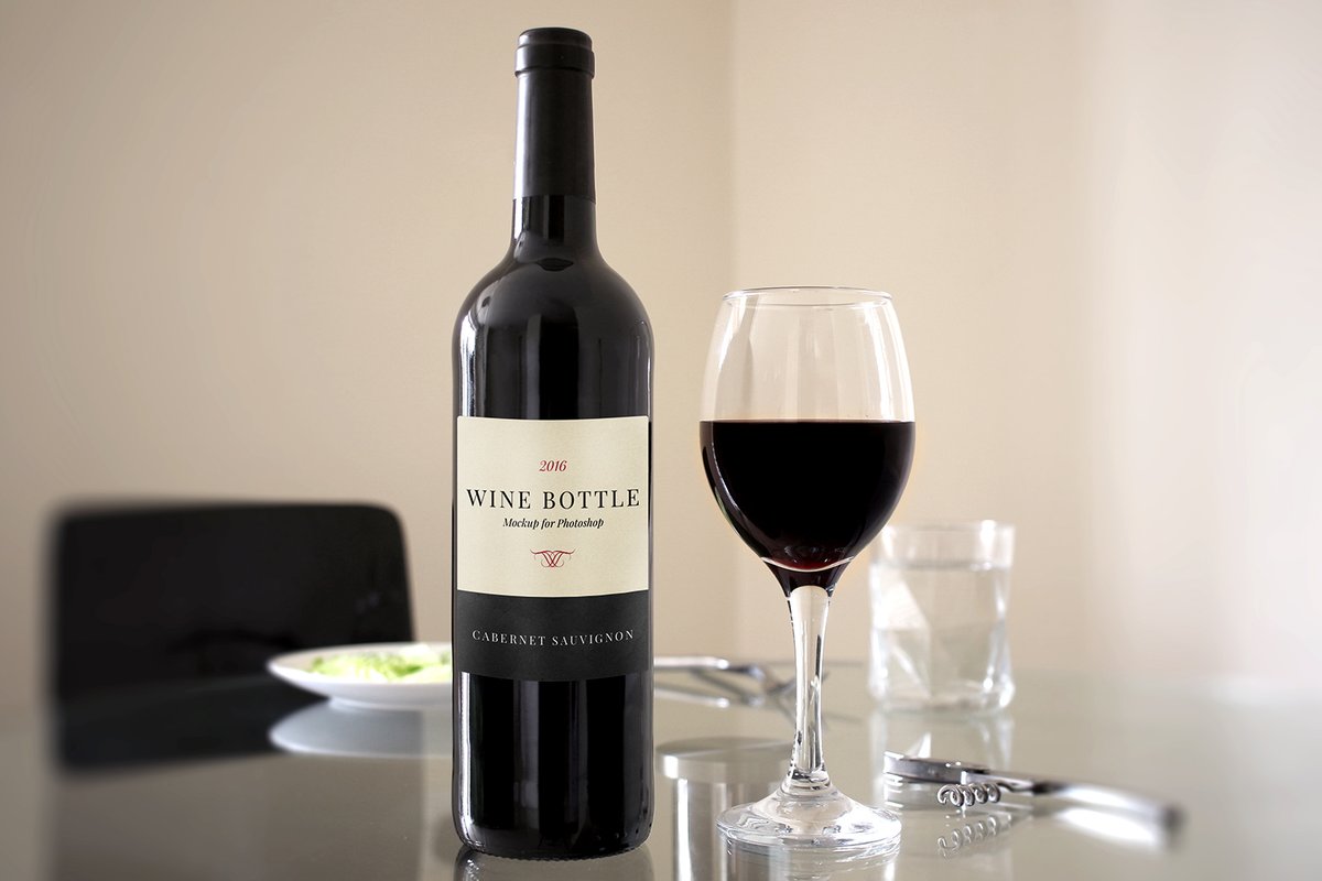 Red Wine Bottle Scene Mockup
