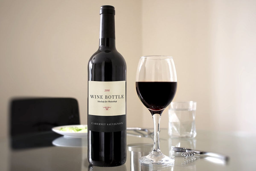 Red Wine Bottle Scene Mockup
