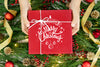 Red Wrapped Christmas Present Mockup Psd