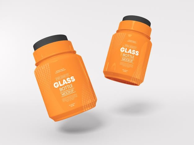 Reflective Glass Bottle Branding Mockup Psd