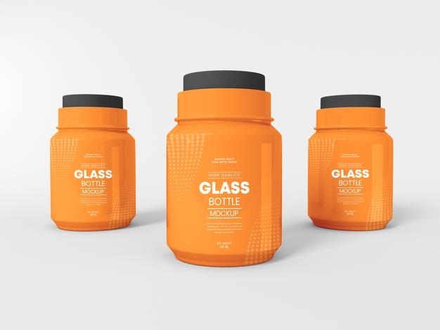 Reflective Glass Bottle Branding Mockup Psd