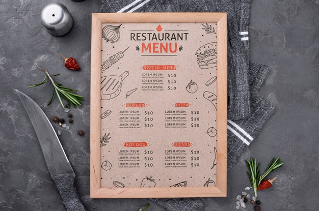 Restaurant Menu Concept Mock-Up Psd
