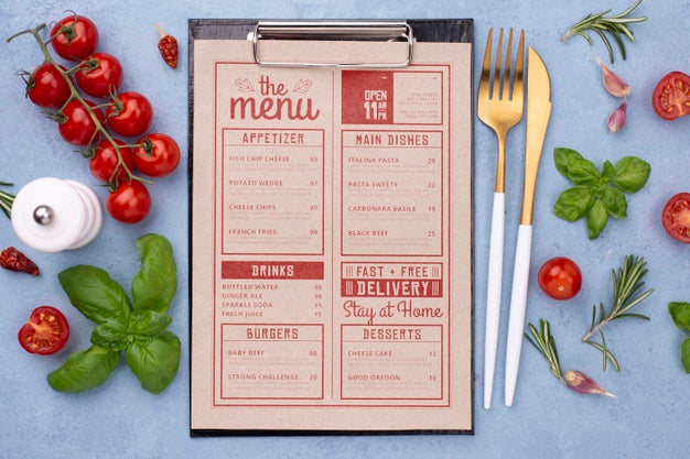 Restaurant Menu Concept Mock-Up Psd