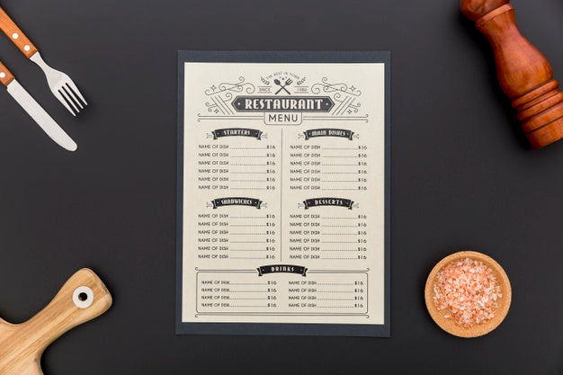 Restaurant Menu Concept Mock-Up Psd