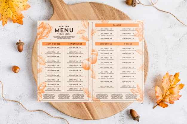 Restaurant Menu Concept Mock-Up Psd