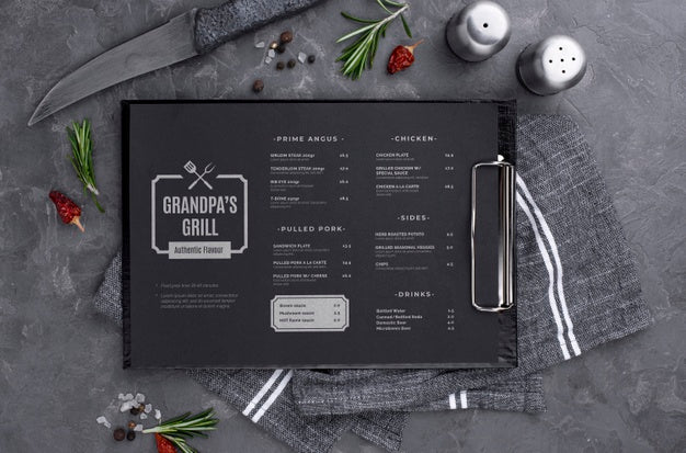 Restaurant Menu Concept Mock-Up Psd