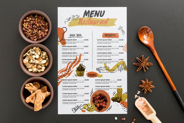 Restaurant Menu Concept Mock-Up Psd