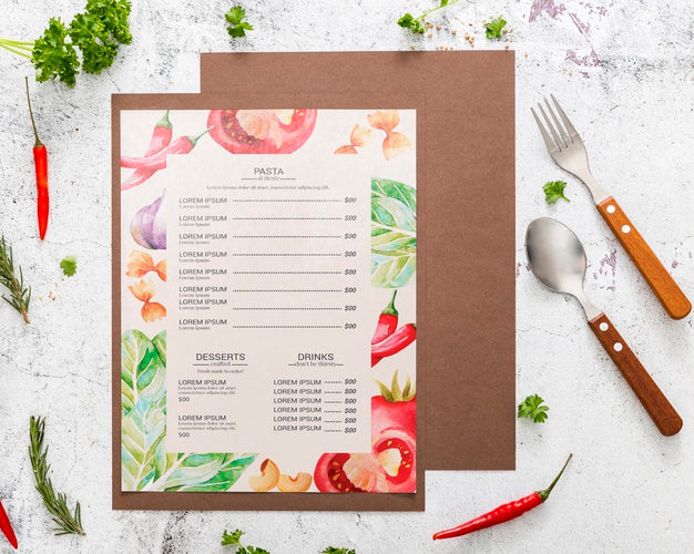 Restaurant Menu Concept Mock-Up Psd
