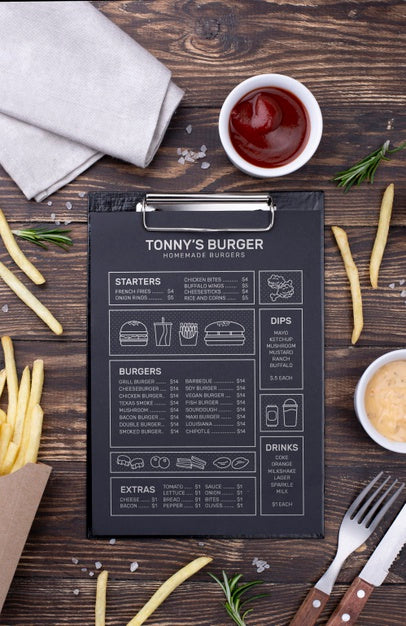 Restaurant Menu Concept Mockup Psd