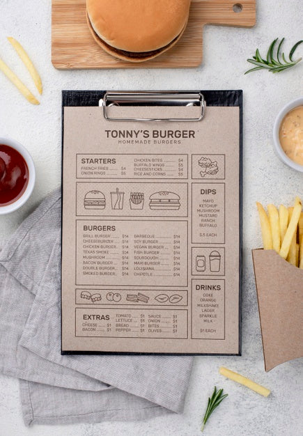 Restaurant Menu Concept Mockup Psd