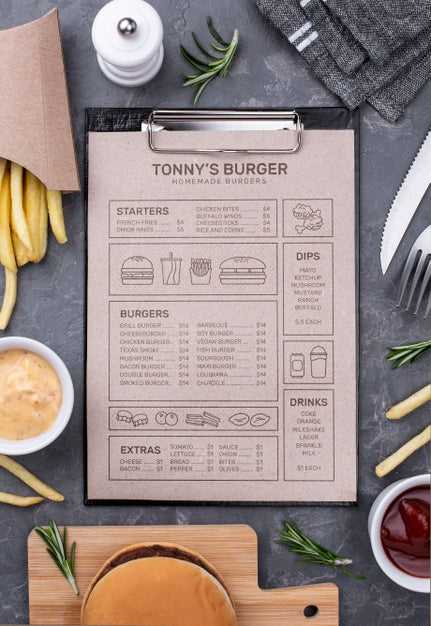 Restaurant Menu Concept Mockup Psd