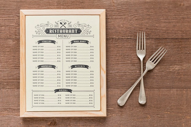 Restaurant Menu Concept Mockup Psd