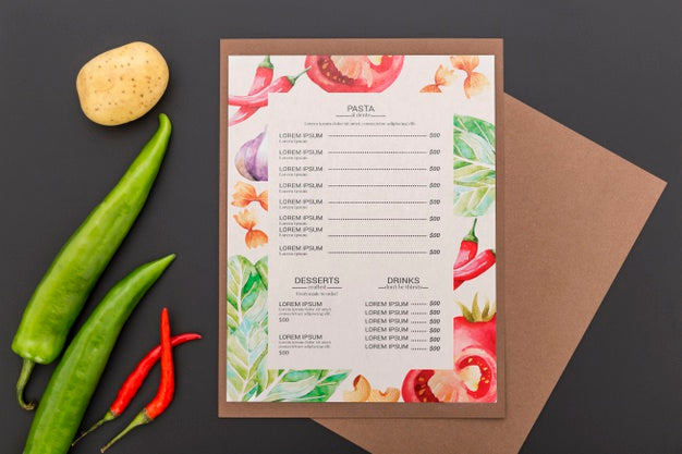 Restaurant Menu Concept Mockup Psd