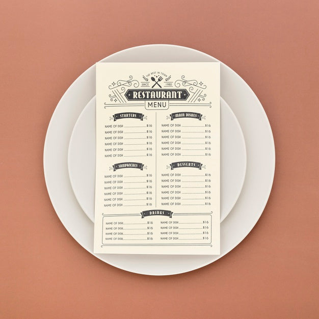 Restaurant Menu Concept Mockup Psd