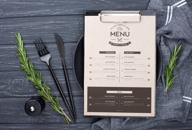 Restaurant Menu Concept Mockup Psd