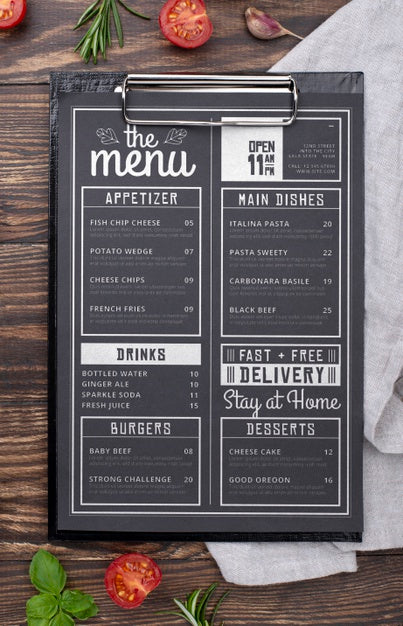 Restaurant Menu Concept Mockup Psd